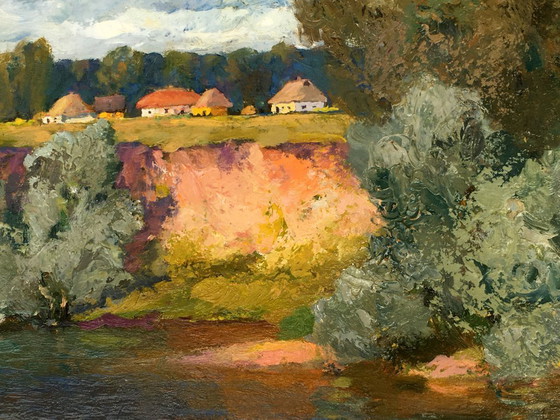 Image 1 of Originales Vintage-Ölgemälde: Ländliche Landschaft, Naturlandschaft
