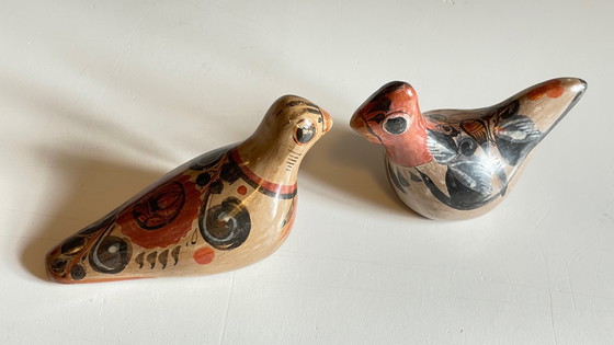 Image 1 of Couple Bird Ceramic Handmade Mexico Vintage