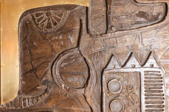 Image 1 of V. de Segonzac. Trittico modernista in legno intagliato. Contemporaneo.