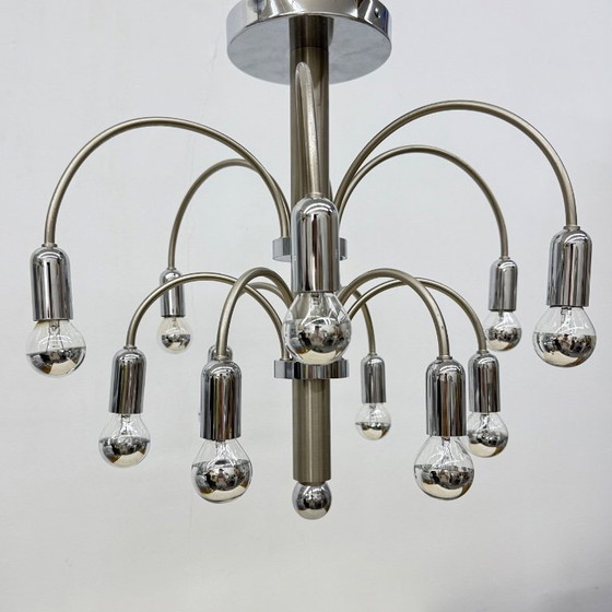 Image 1 of Lampada da soffitto vintage in ottone cromato di Sciolari, anni '70