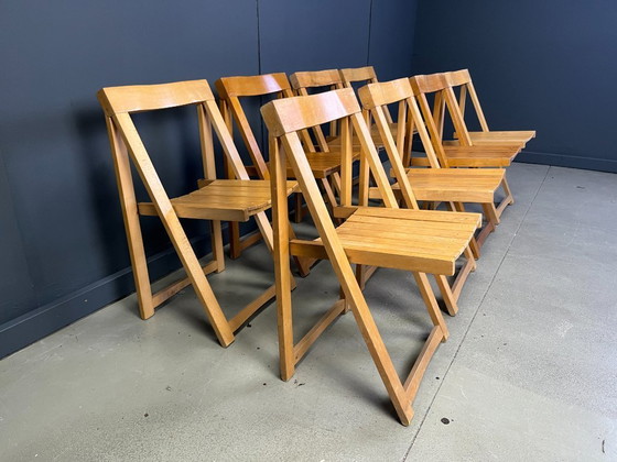 Image 1 of Vintage wooden folding chairs, 1960s set of 8