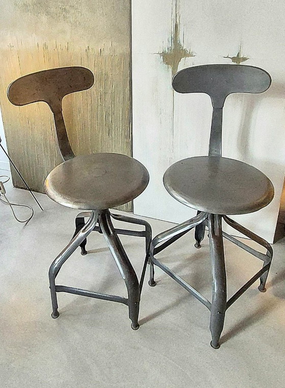 Image 1 of Sedie/sgabelli vintage regolabili, edizione Nicolle, circa 1960