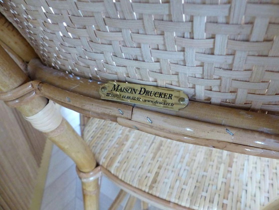 Image 1 of Set van 3 Maison Louis Drucker bistrostoelen in licht Manila-rotan.