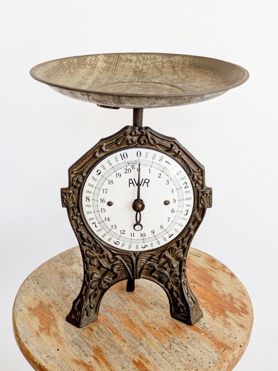 Image 1 of Bilancia da cucina vintage AWR in ghisa, stile Art Nouveau tedesco, decorativa, stile country.