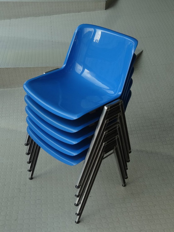 Image 1 of 8x Vintage Design Stoel TECNO Modus SM203 - Origineel Italiaans Design - Blauw