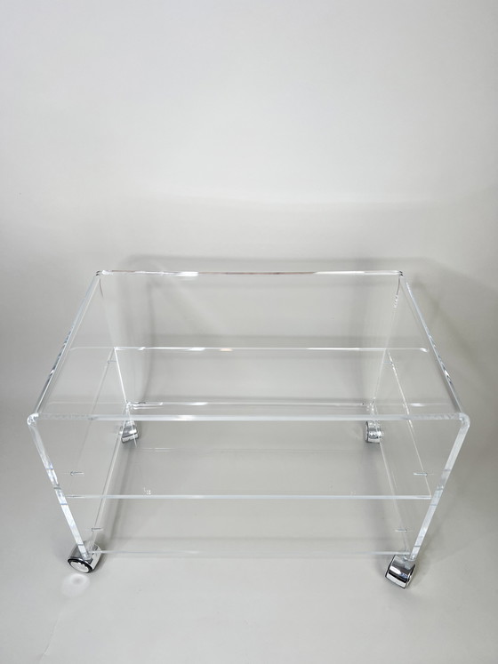 Image 1 of Plexiglas trolley, rolling cart, acrylic, vintage HiFi, space age