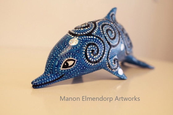 Image 1 of Hand-painted "Little Blue Dolphin" New Art