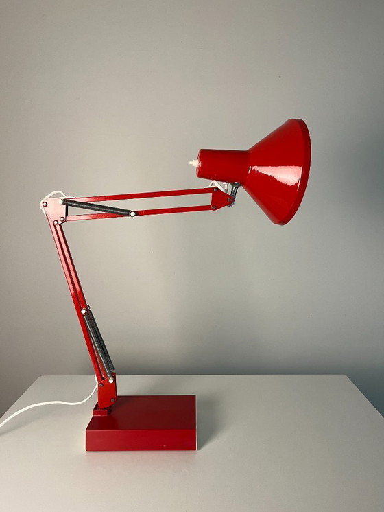 Image 1 of Vintage 1980s Red Articulated Architect Lamp