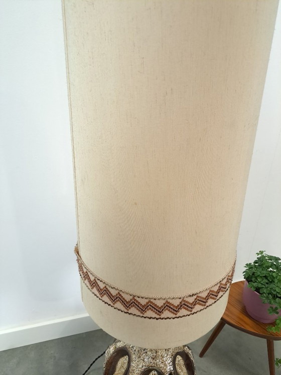 Image 1 of Braune Keramiklampe von Besigheimer Leuchten mit beleuchtetem Sockel