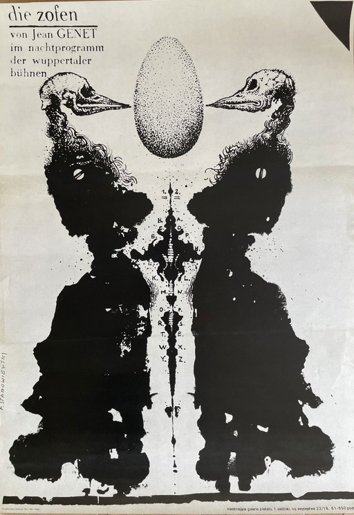 F. Starowieyski (1930-2009), Die Zofen, 1986, Manifesto teatrale originale