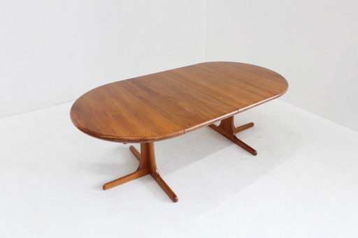 Table de salle à manger ronde extensible vintage danoise en teck massif, années 1960 – eettafels, Wood