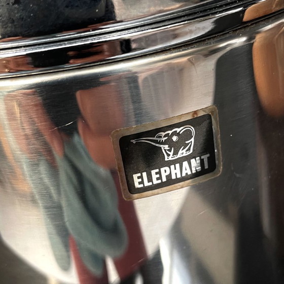 Image 1 of Elephant Vintage 1970s Japan Stainless Steel Ice Bucket with Tongs