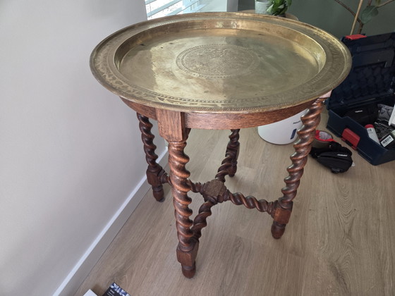 Image 1 of Art decco tafel met koperen blad 