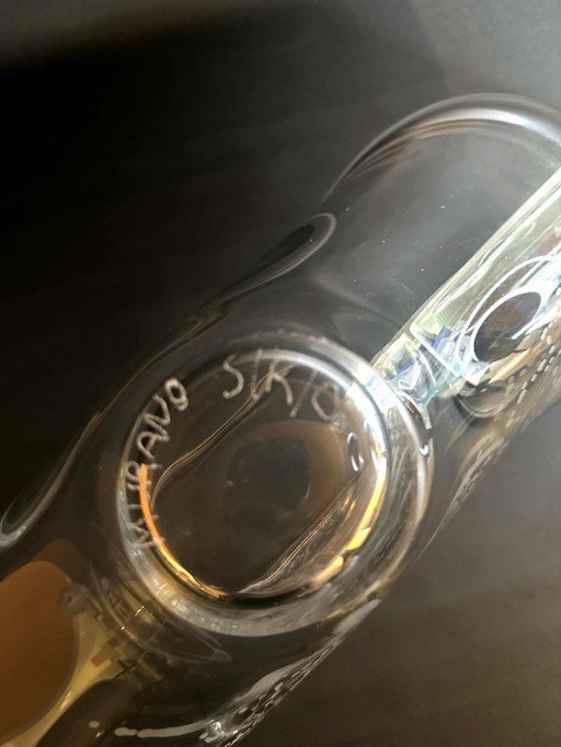 Zeldzame Murano gegraveerde kristallen glazen schaal – Signed Sirio  – Barbini / Seguso stijl
