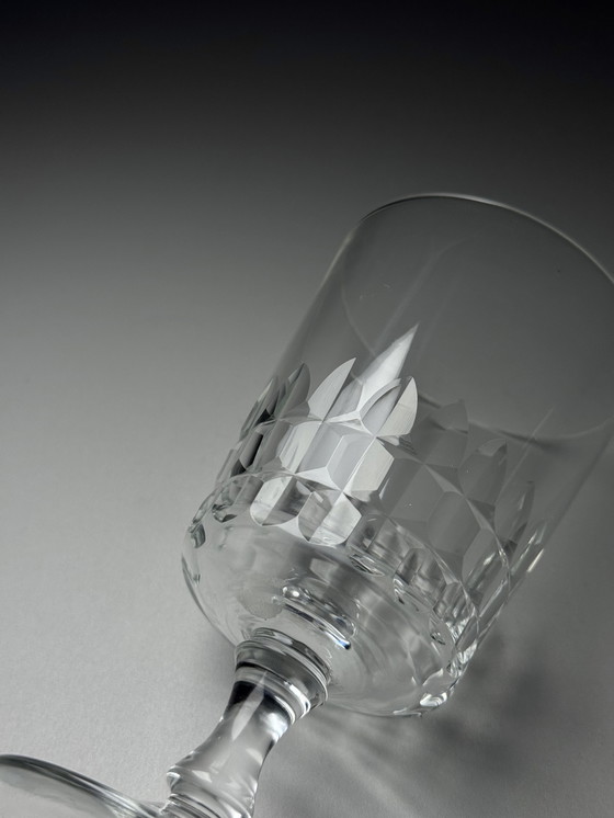 Image 1 of Set di 6 grandi bicchieri da vino in cristallo tagliato a mano – De Rupel, Boom – Art Déco, anni '30