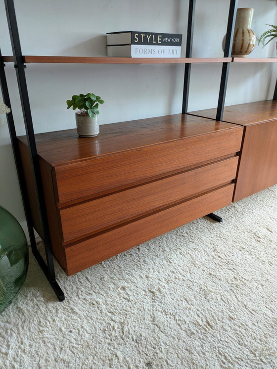 Image 1 of Vintage, teakhouten modulair vrijstaand wandsysteem 