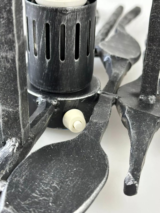 Image 1 of 60s 70s Brutalistische Wandlamp Wandlamp Ijzer & Glas Design Wandlamp