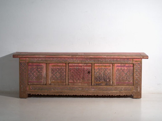 Antique low carved sideboard in fir wood – China, circa 1930 – Iron (photo 22 of 40)