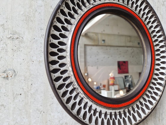 Image 1 of Specchio da parete vintage in ceramica scandinava, anni '70