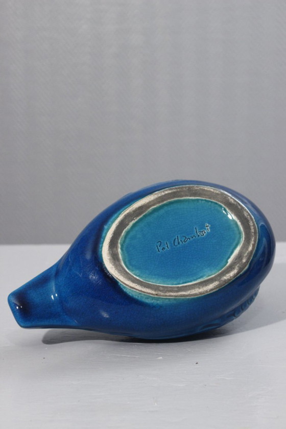 Image 1 of Pol Chambost Paris blue cracked flower spade forming a duck France 20th century