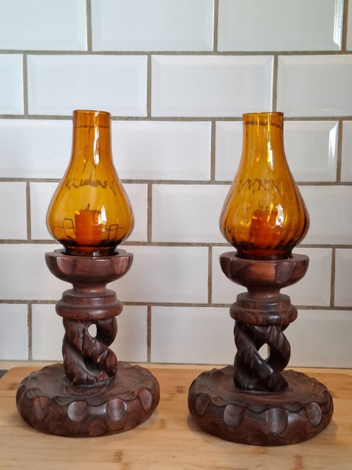 Paire de bougeoirs brutalistes