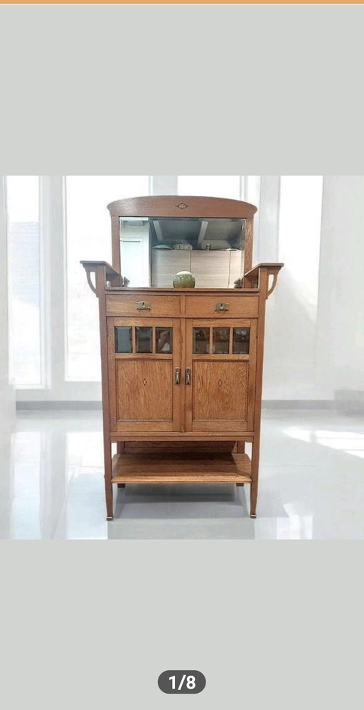 antique Art Nouveau cabinet with mirror