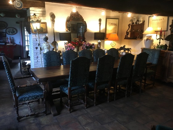 Tavolo da monastero + 9 sedie e 2 poltrone Luigi XIII in rovere., Tavoli da pranzo (foto 16 di 20)