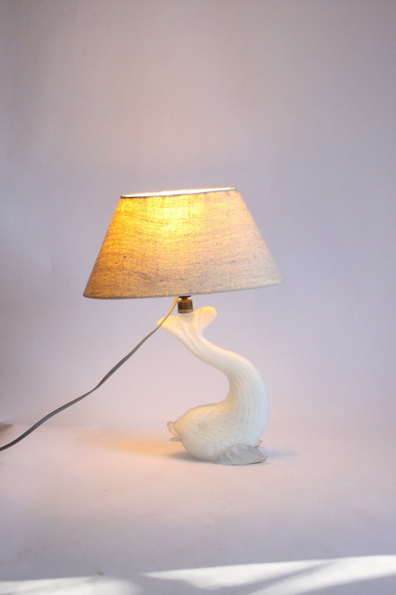 Image 1 of Visvormige Murano glazen tafellamp, Italië 1950