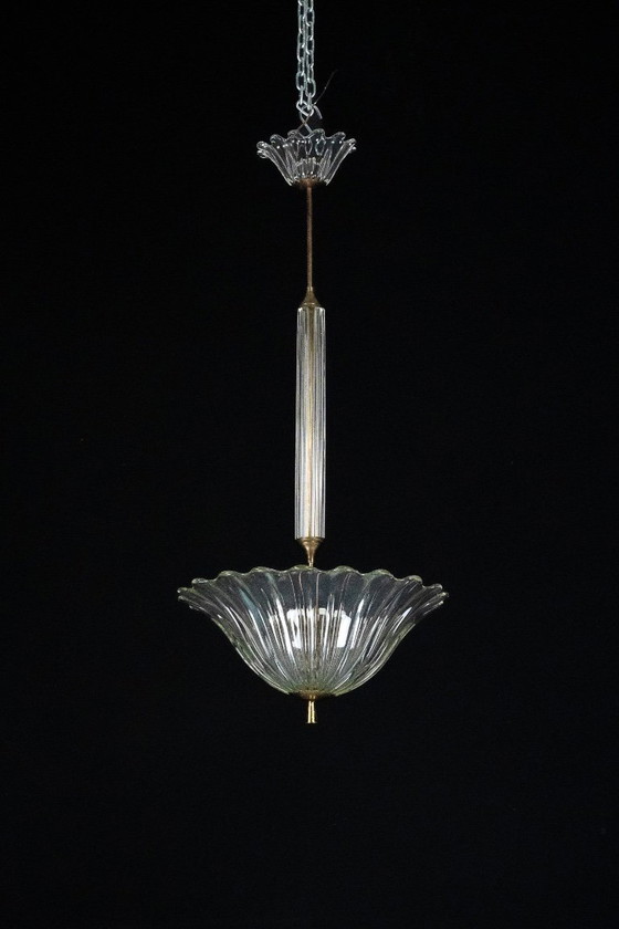 Image 1 of Suspension Art Déco Seguso en verre de Murano transparent. Italie, années 1940.