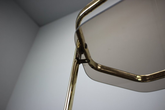 Image 1 of Mid Century Teetisch aus Messing und Rauchglas, 1970er Jahre, Deutschland