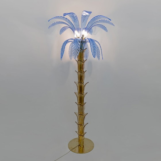 Image 1 of Mid-Century Modern Murano Glass and Brass Palm Tree Floor Lamp