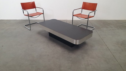 Tavolino vintage Roche Bobois Attr Willy Rizzo anni '70 Italia – salontafels, lamine