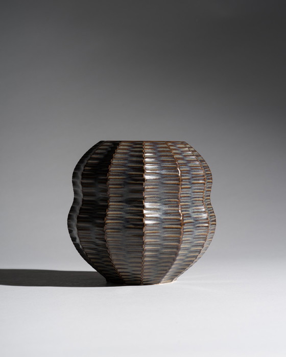 Image 1 of Heinrich FUCHS Op Art Retro LUISENBURG Vase calebasse en porcelaine 