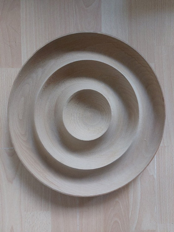 Handgedraaide Ronde Houten Schaal Met Ringen Dia 40 Cm – Schalen, Wood (photo 2 of 5)