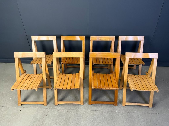 Image 1 of Vintage wooden folding chairs, 1960s set of 8