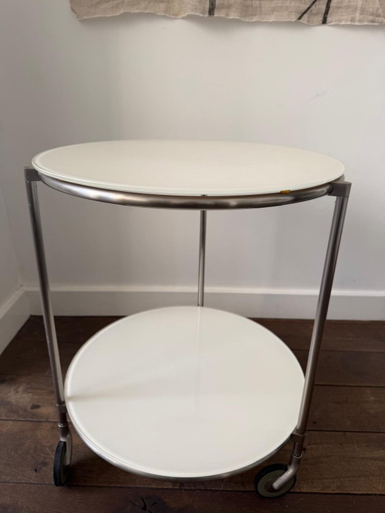 Vintage white 80s trolley Ehlen Johansson for IKEA, ehlen johansson voor Ikea, Side tables, Metal, Glass (photo 7 of 7)