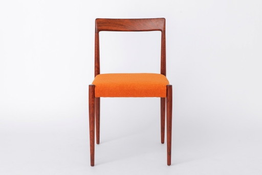 1 of 2 Vintage Lübke Rosewood Dining Chair, 1960s German Mid Century Chair, Restored Wooden Chair, Orange Upholstered Seat