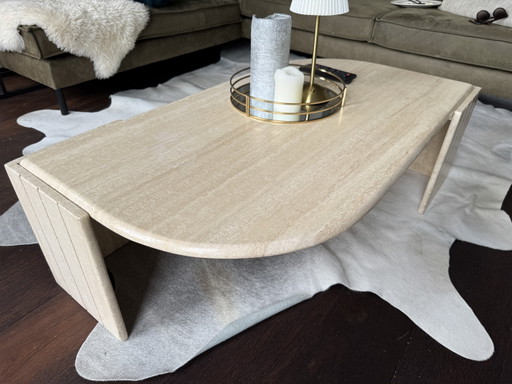 Travertine coffee table (Italy, 1980s) – salontafels, Stone