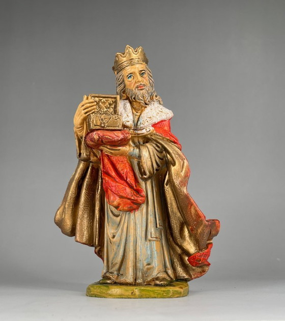 Image 1 of 2 Vintage kerstfiguren Italië – Drie Wijzen – Handbeschilderd in de stijl van Fontanini / Landi