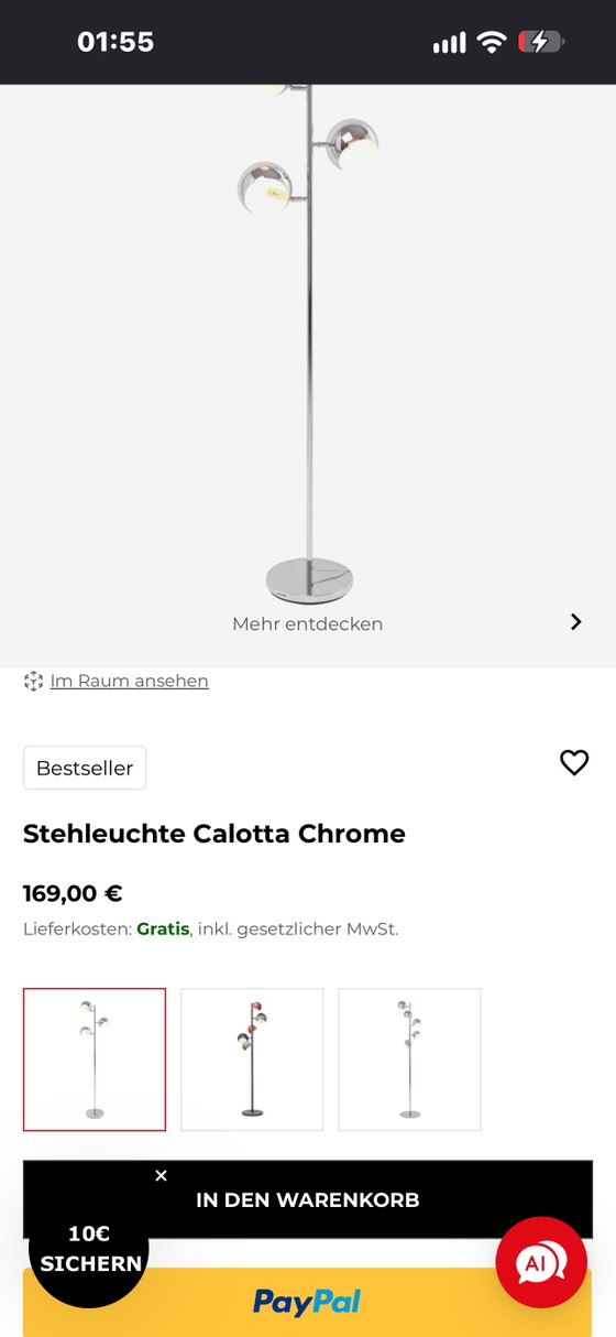 KARE design Calotta Lampada da terra (Modello: 69841) – Lampade da terra, Metallo, Cromo (photo 3 of 5)