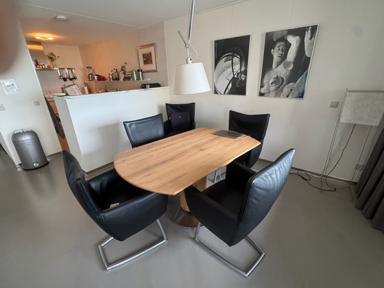 Extendable Oak Dining Table with Metal Base, Brand Venjakob – Wood (photo 5 of 6)