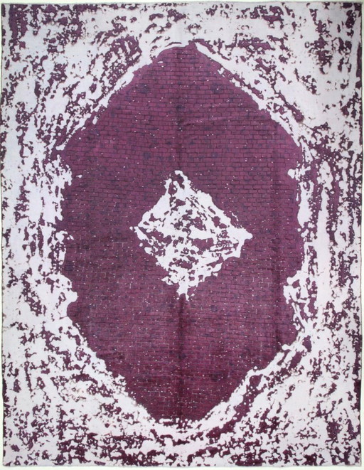 Oosters Handgeknoopt Vintage Art Klassiek & Reliëf Design 395 x 300 cm Paarse Kleur