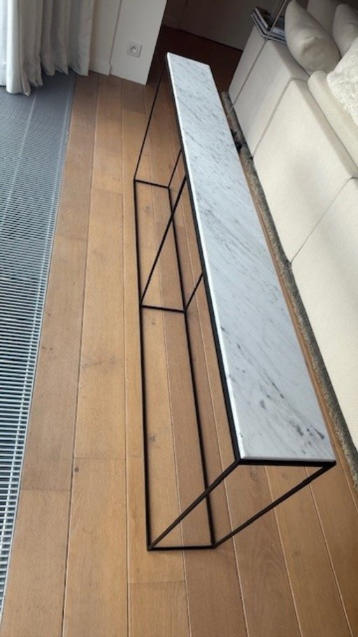 Console gietijzer zwart met marmeren blad 