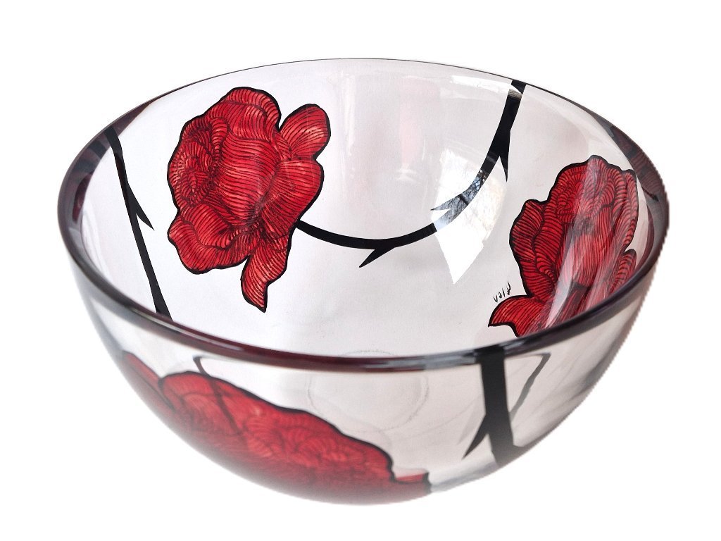 Kosta Boda - Large bowl with roses 