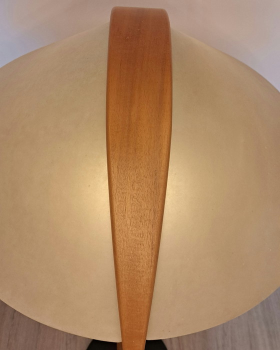 Image 1 of Lampadaire Domus 6502 – Réglable – Bois de hêtre et abat-jour Lunopal d'origine – Fabriqué en Allemagne