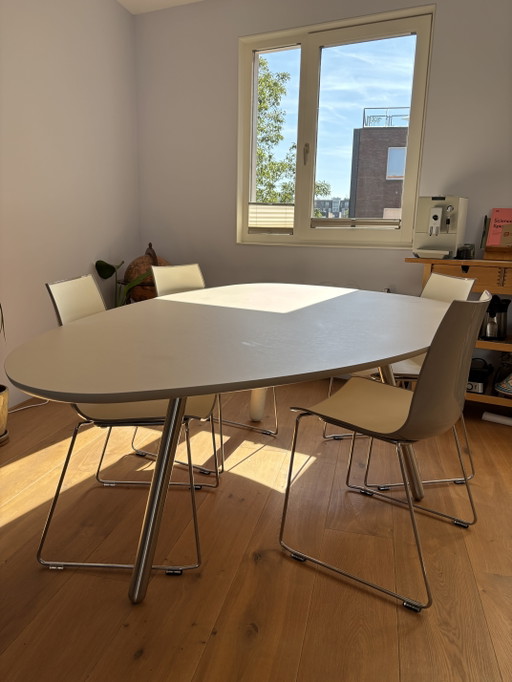 Tavolo da pranzo Castelijn Circlips - Crema – eettafels, Wood, rvs