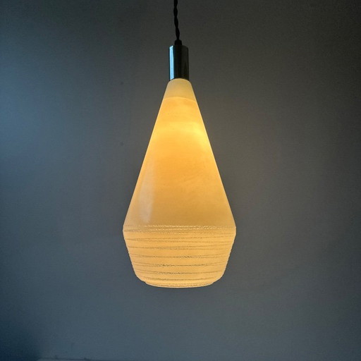 Vintage glazen hanglamp uit de jaren 70
