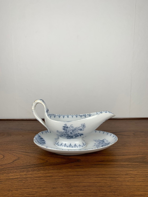 Image 1 of Sarreguemines U&C Flore Model Sauceboat, 19th Century