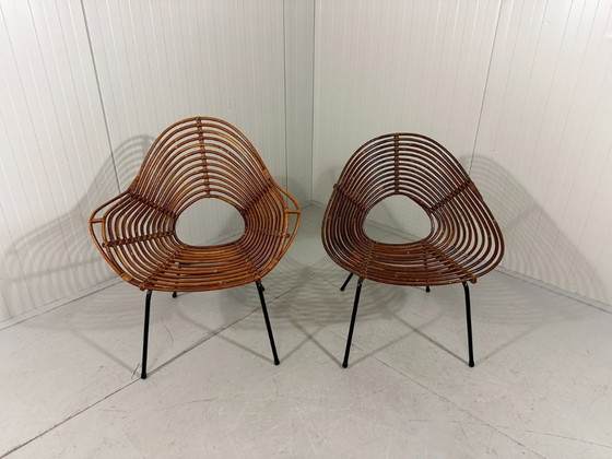 Image 1 of Rotan fauteuils van Rohé Noordwolde, Nederland 1960’s