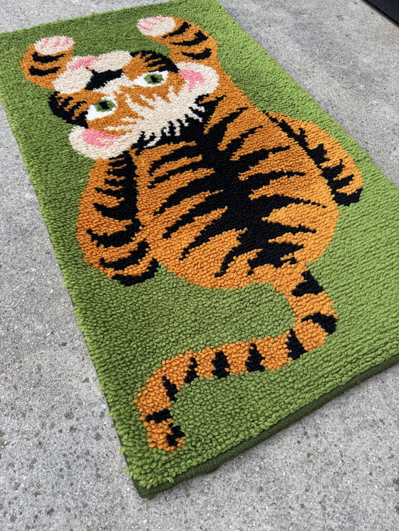 Image 1 of Rya style Scandinavian tiger rug from the 70s